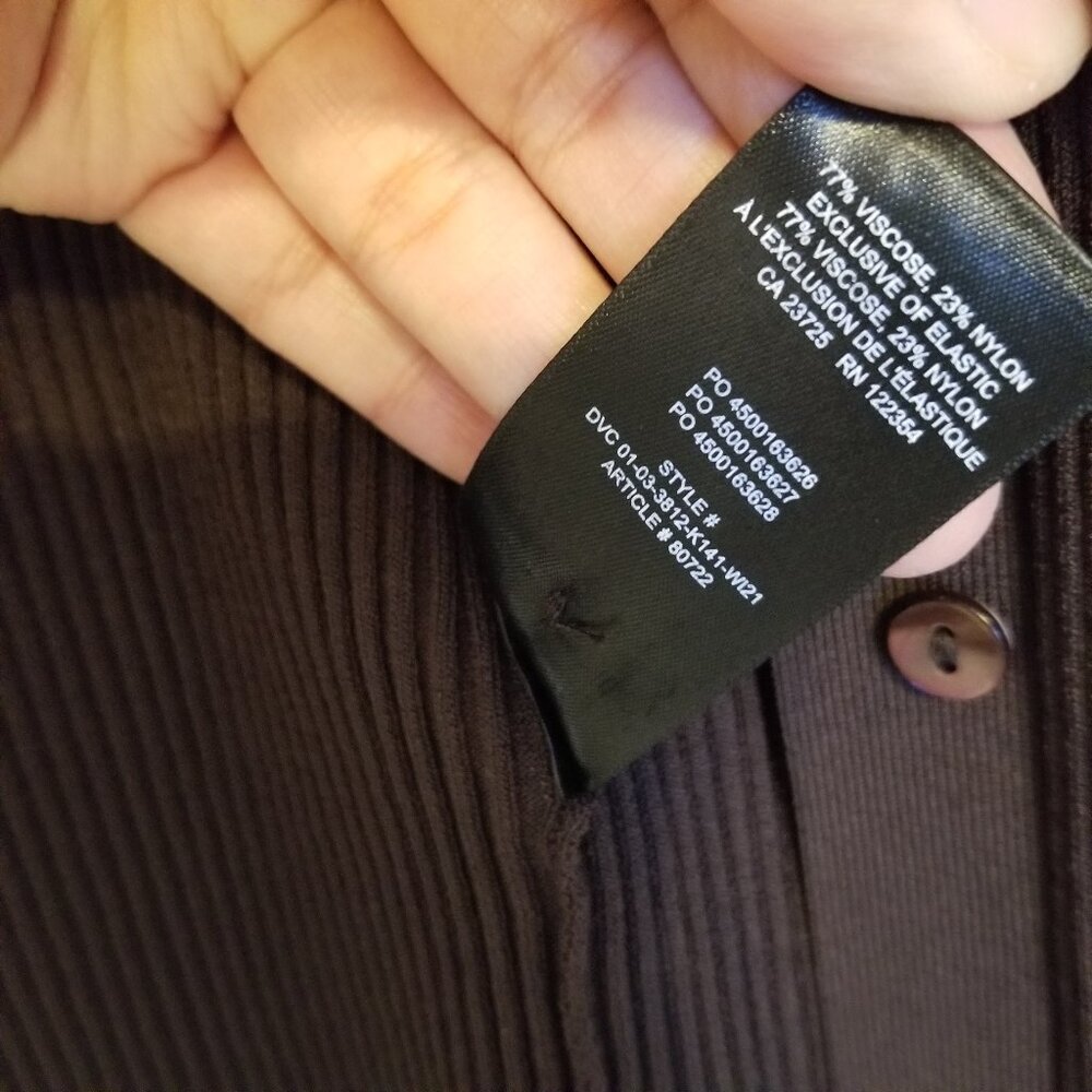 Babaton Chocolate Brown Ribbed Button-Down Top - Picture 9 of 13